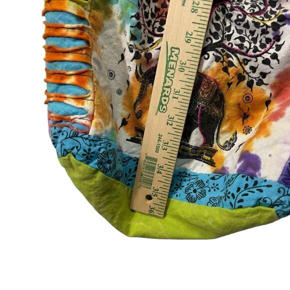 Y2k Boho Bohemian Hippie Shoulder Bag Peace elephant patch Made in Nepal cotton - Picture 12 of 16